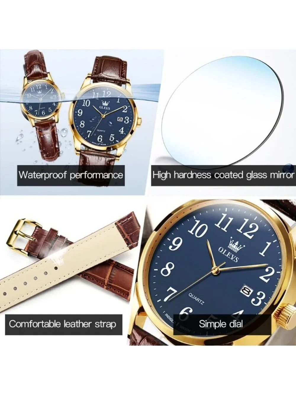 Men Brown And Gold Analog Stainless Steel Roman Numbers Waterproof Classic Watch